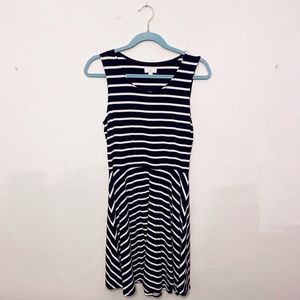 Charming Charlie Sleeveless A-Line Dress Navy/White Stripes Size M